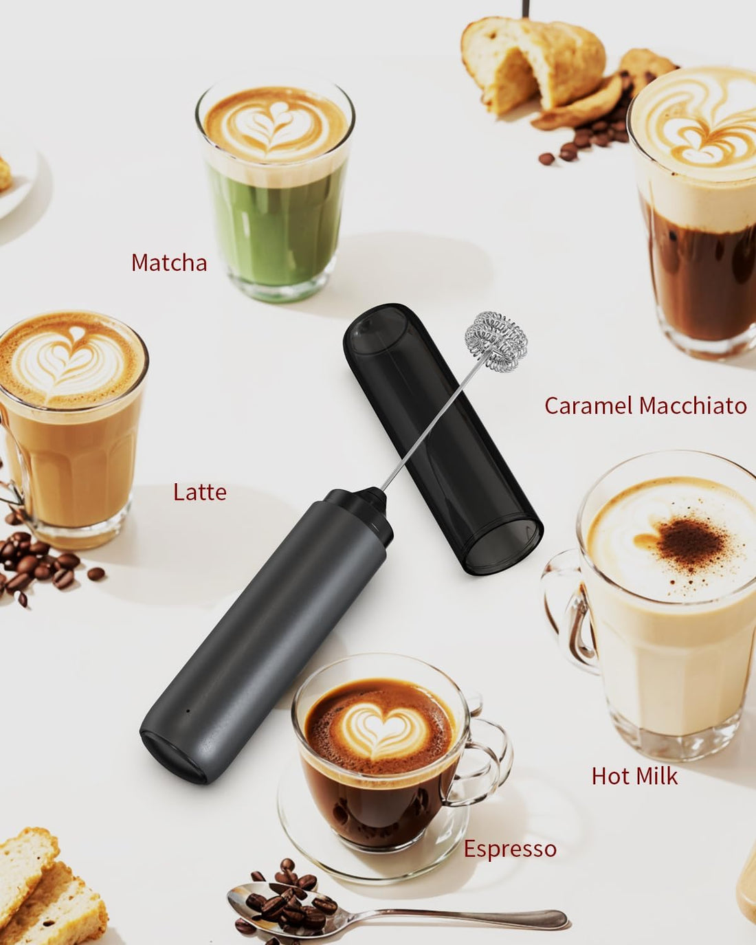 CIRCLE JOY Rechargeable Milk Frother – Handheld Electric Foam Maker for Coffee & Matcha
