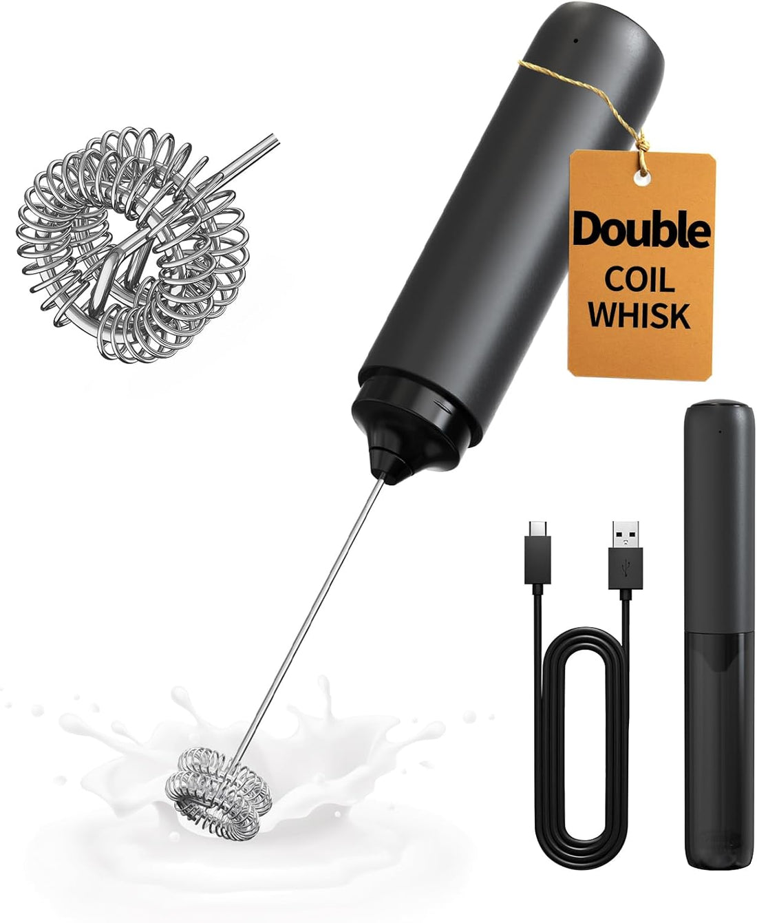CIRCLE JOY Rechargeable Milk Frother – Handheld Electric Foam Maker for Coffee & Matcha