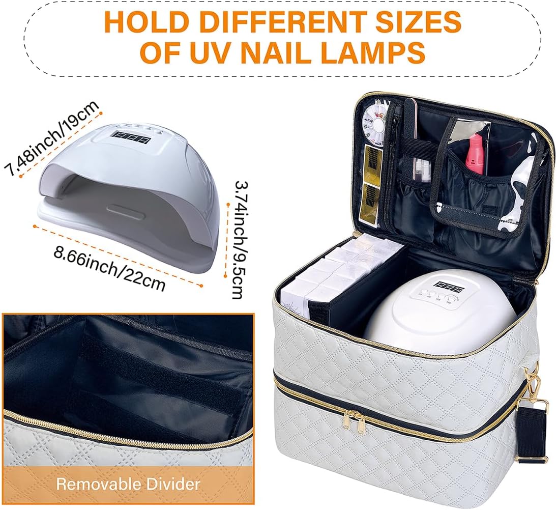 Double Layer Nail Polish Organizer Case – Portable Storage Bag for Nail Tools & Accessories