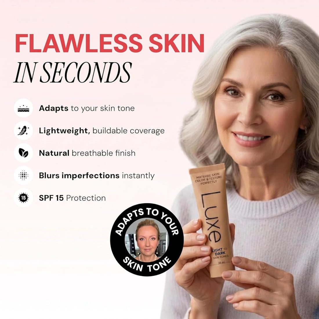 Luxe Color Changing Foundation – Adaptive Shade Matching Liquid Foundation