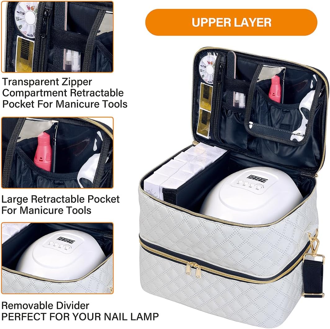 Double Layer Nail Polish Organizer Case – Portable Storage Bag for Nail Tools & Accessories