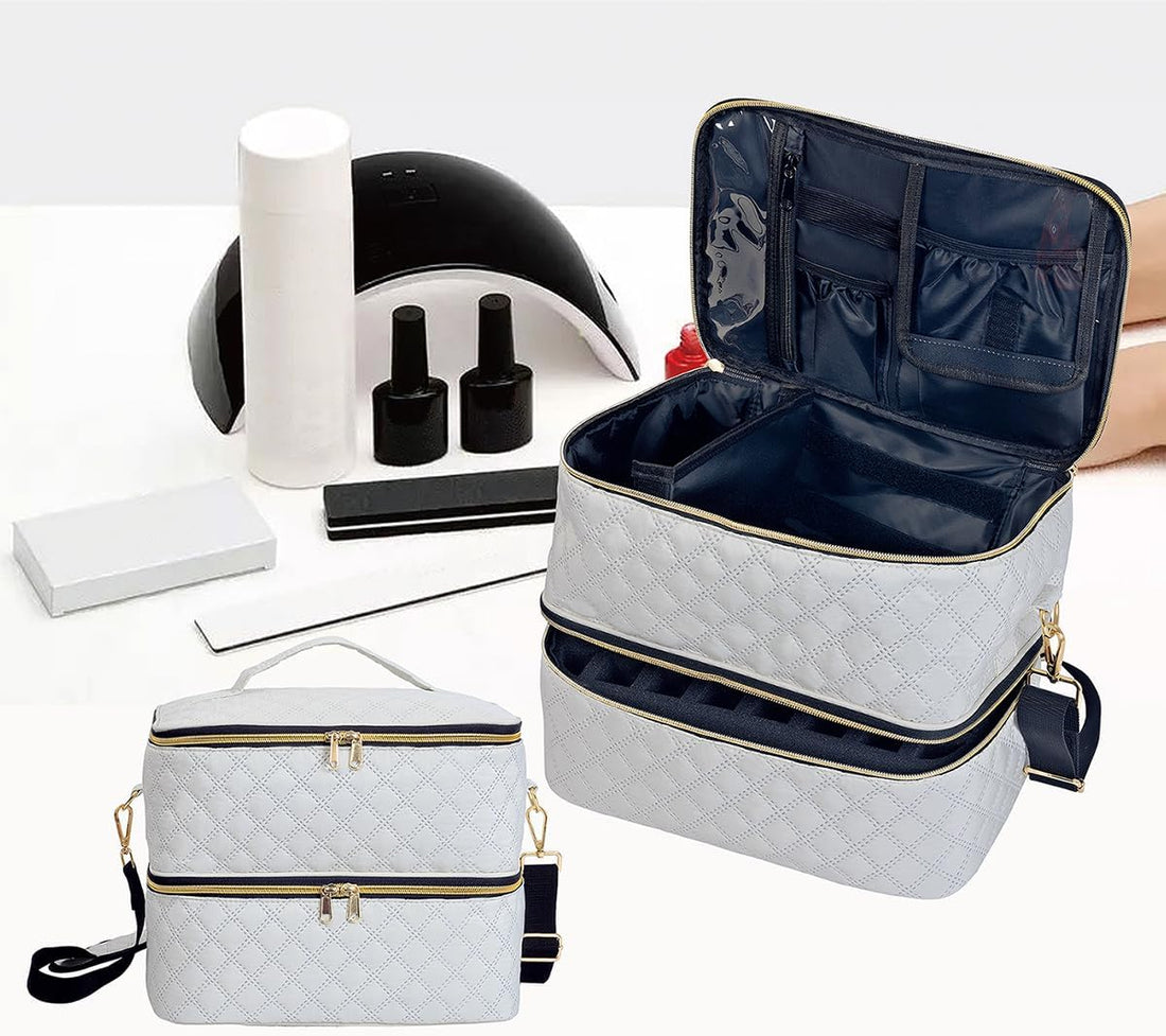Double Layer Nail Polish Organizer Case – Portable Storage Bag for Nail Tools & Accessories