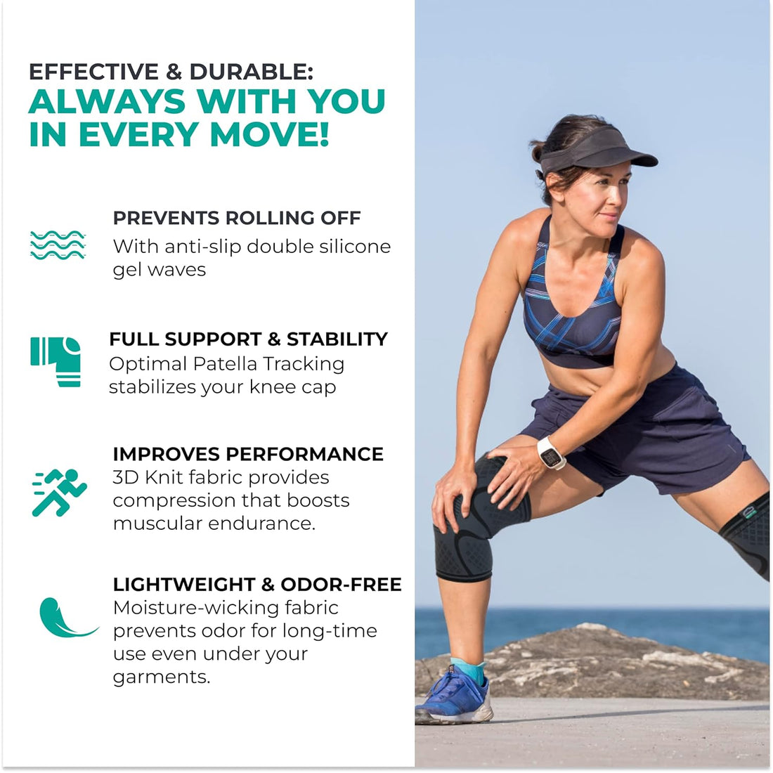 Modvel Compression Knee Brace 2-Pack – Knee Support Sleeves for Sports & Pain Relief