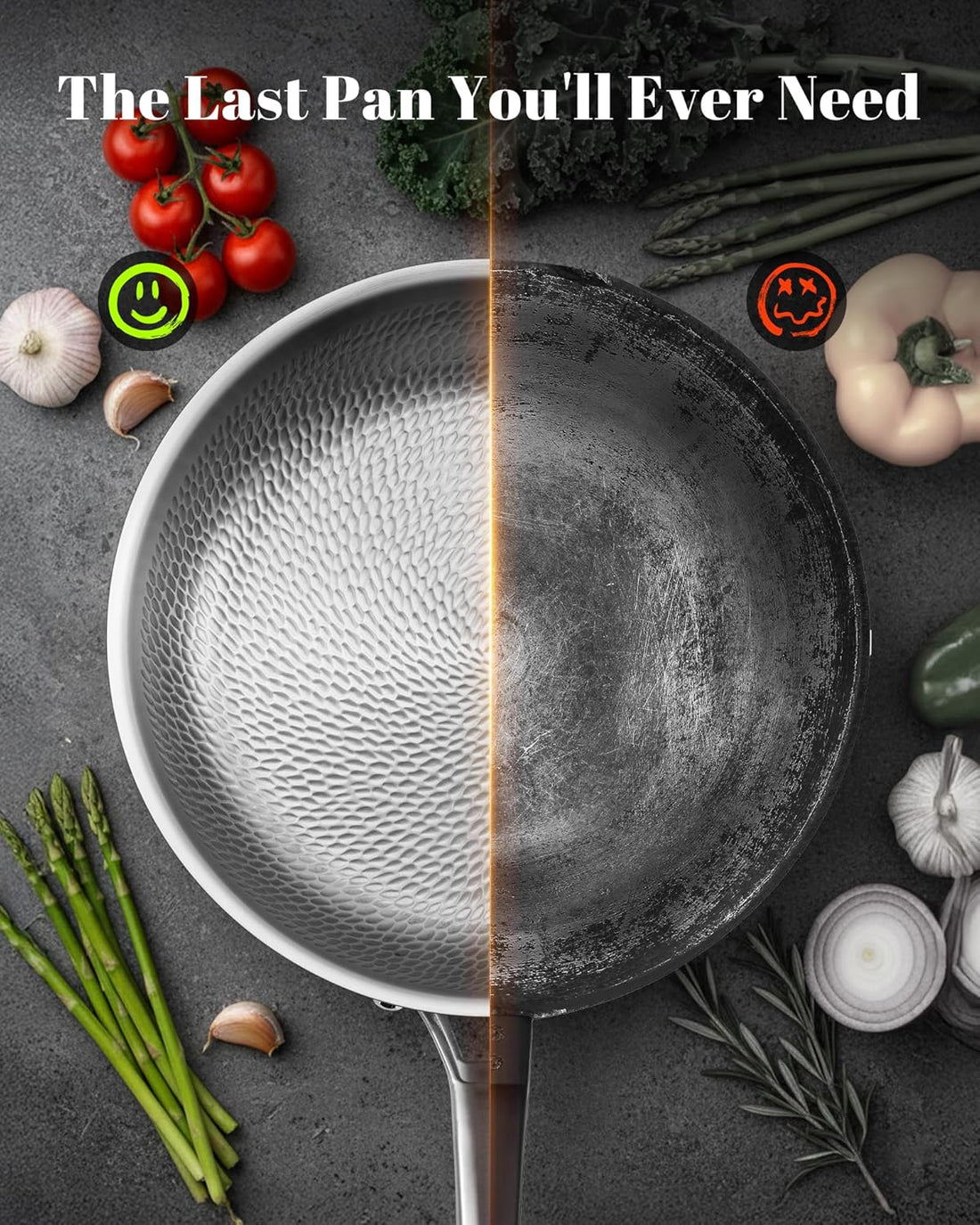 VEDNHOL 12-Inch Titanium Frying Pan with Lid – Non-Toxic Induction Skillet