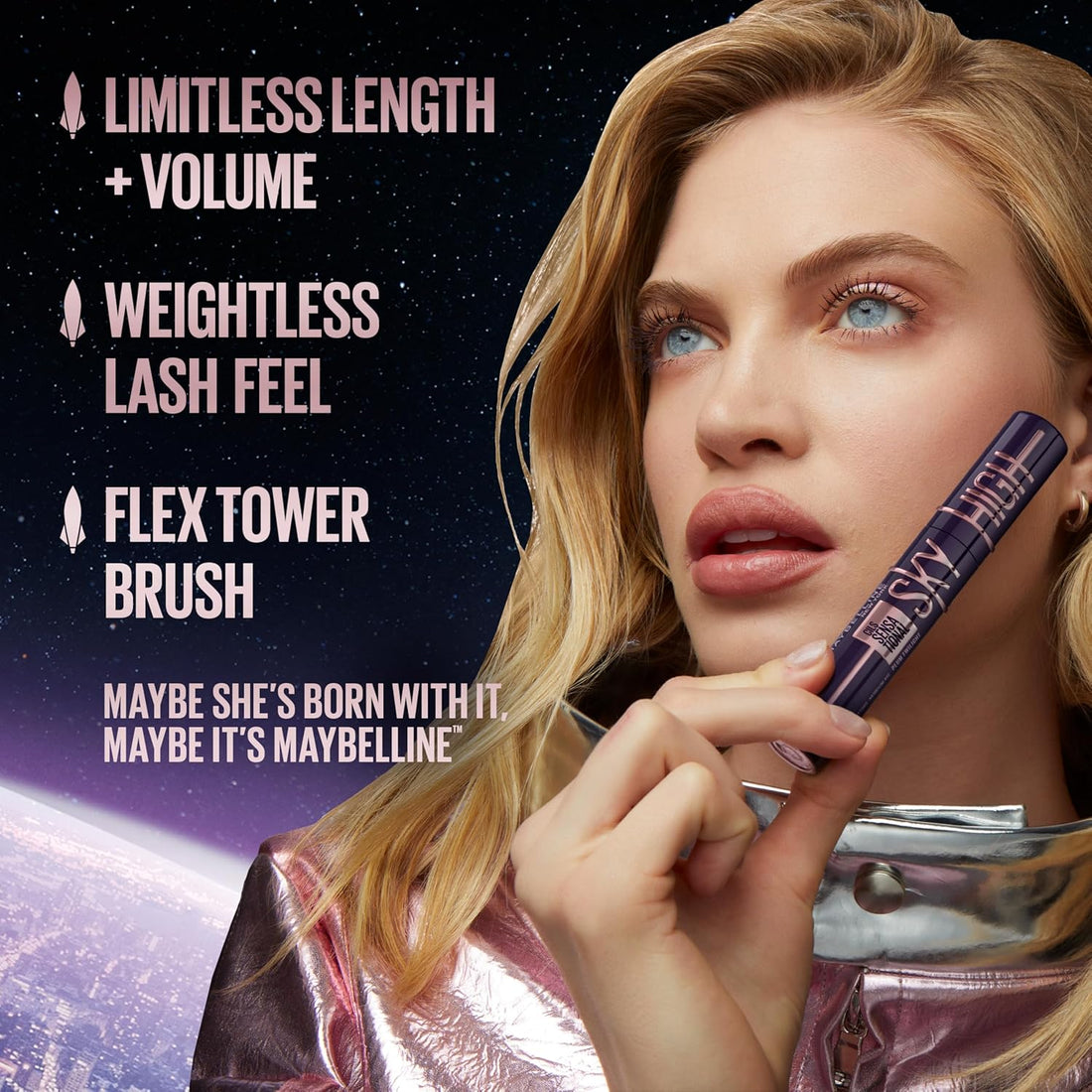 Maybelline Lash Sensational Sky High Mascara – Volumizing & Lengthening Washable Mascara