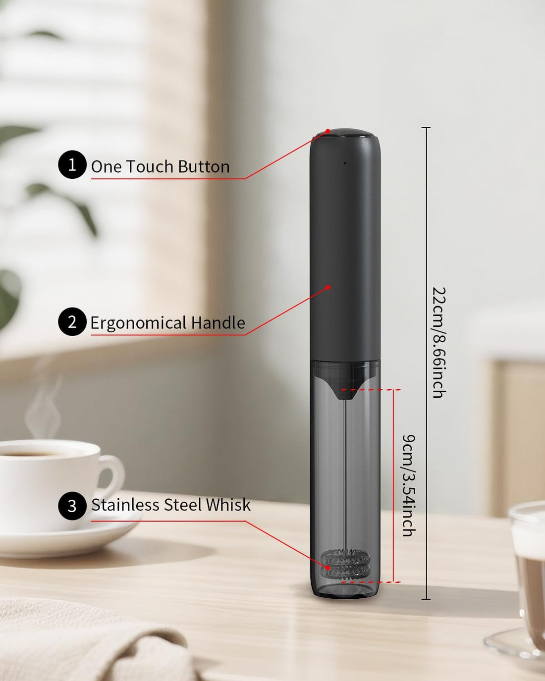 CIRCLE JOY Rechargeable Milk Frother – Handheld Electric Foam Maker for Coffee & Matcha
