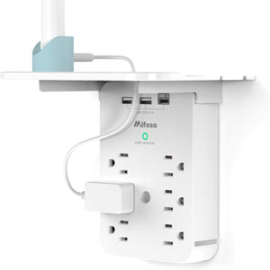 Wall Outlet Extender with Surge Protector – 6 AC Outlets with USB & USB-C Charging Ports
