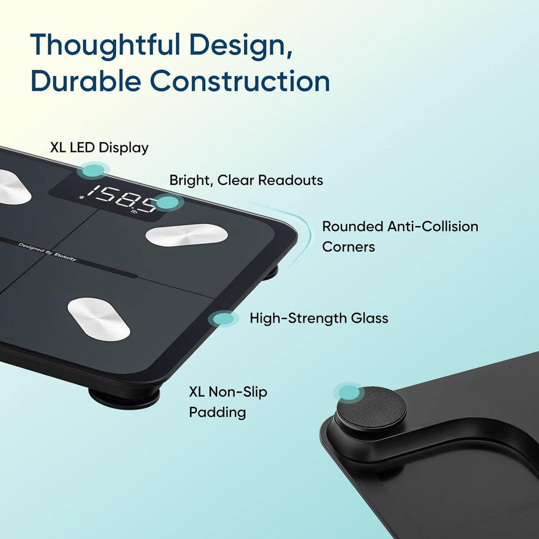 Etekcity Smart Body Weight Scale – Bluetooth Digital Bathroom Scale with BMI & Body Composition