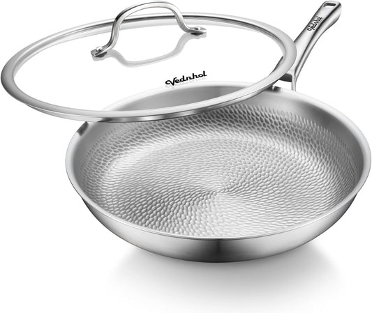 VEDNHOL 12-Inch Titanium Frying Pan with Lid – Non-Toxic Induction Skillet