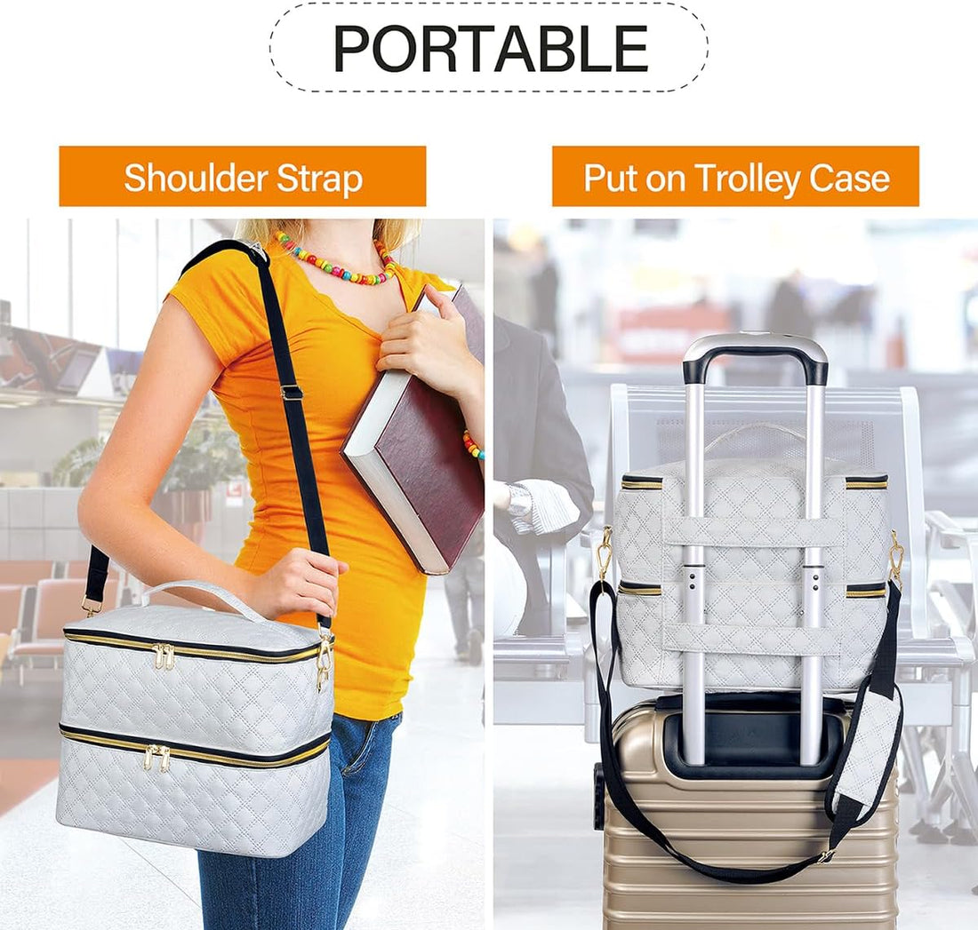 Double Layer Nail Polish Organizer Case – Portable Storage Bag for Nail Tools & Accessories