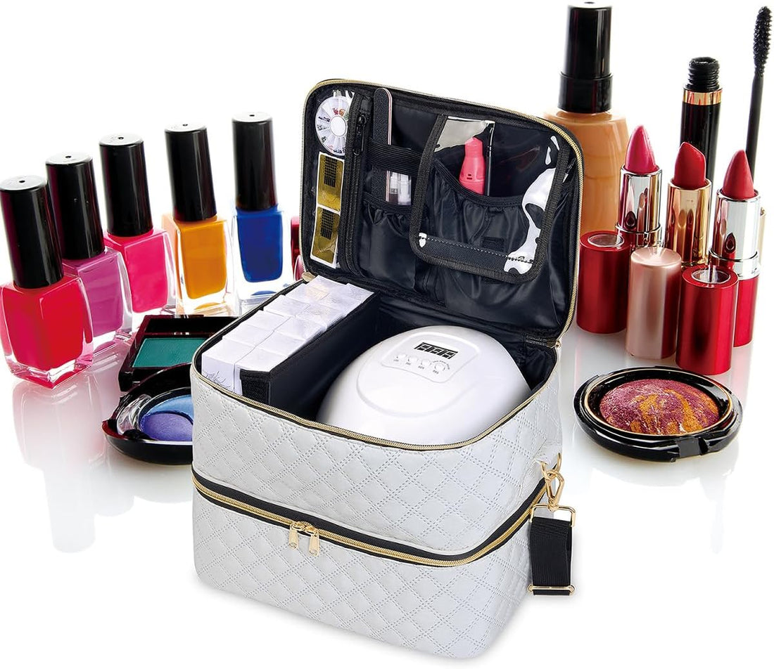 Double Layer Nail Polish Organizer Case – Portable Storage Bag for Nail Tools & Accessories