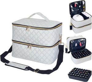 Double Layer Nail Polish Organizer Case – Portable Storage Bag for Nail Tools & Accessories