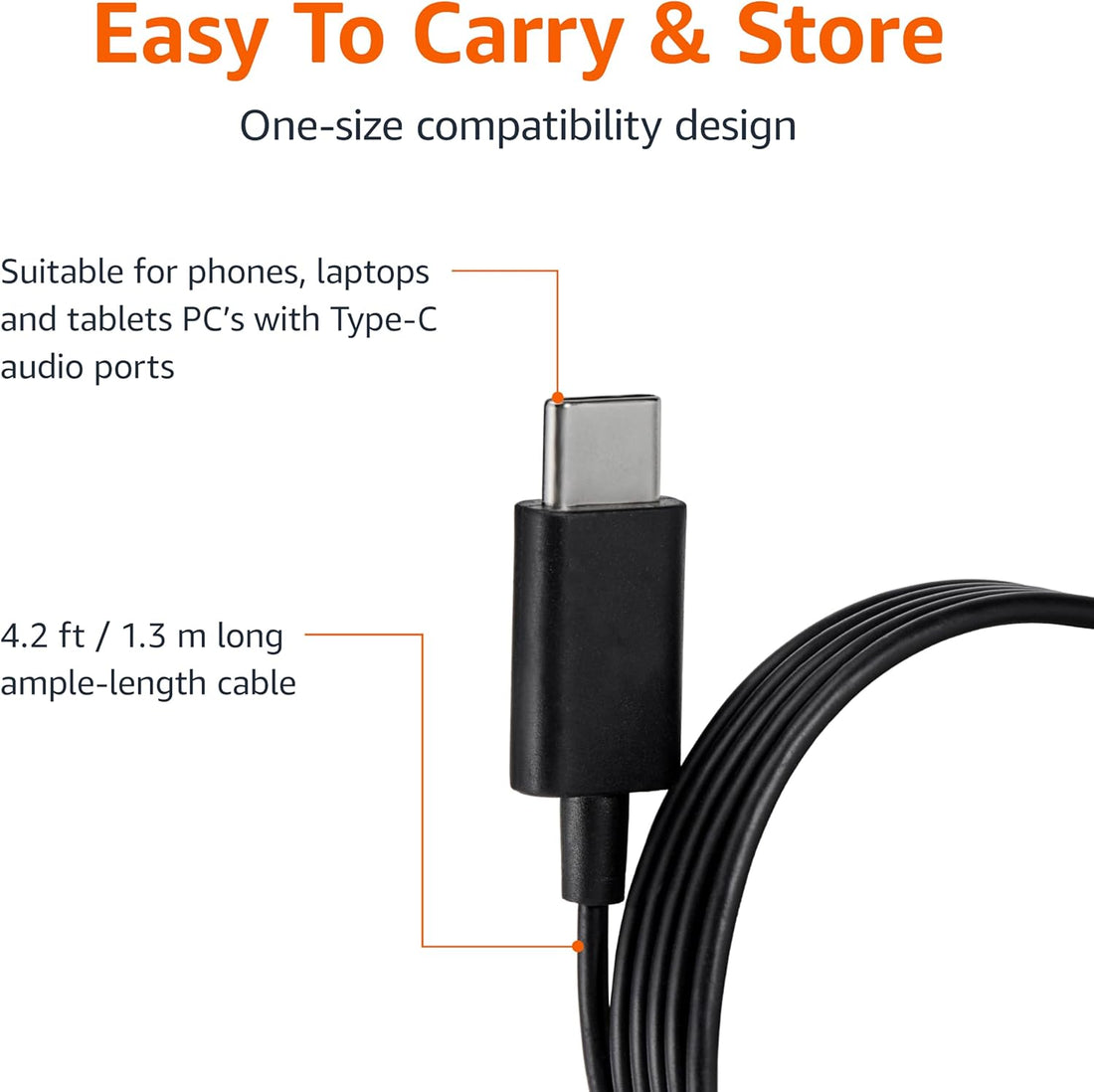 Amazon Basics USB-C Wired Earbuds with Microphone – In-Ear Headphones with Remote Control