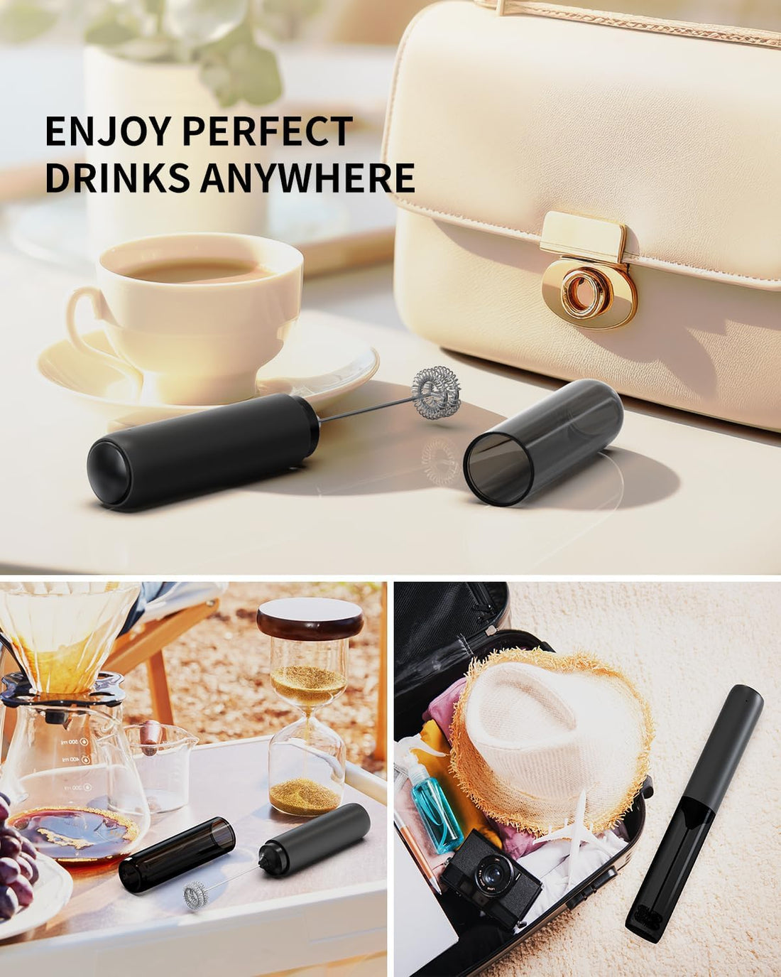 CIRCLE JOY Rechargeable Milk Frother – Handheld Electric Foam Maker for Coffee & Matcha