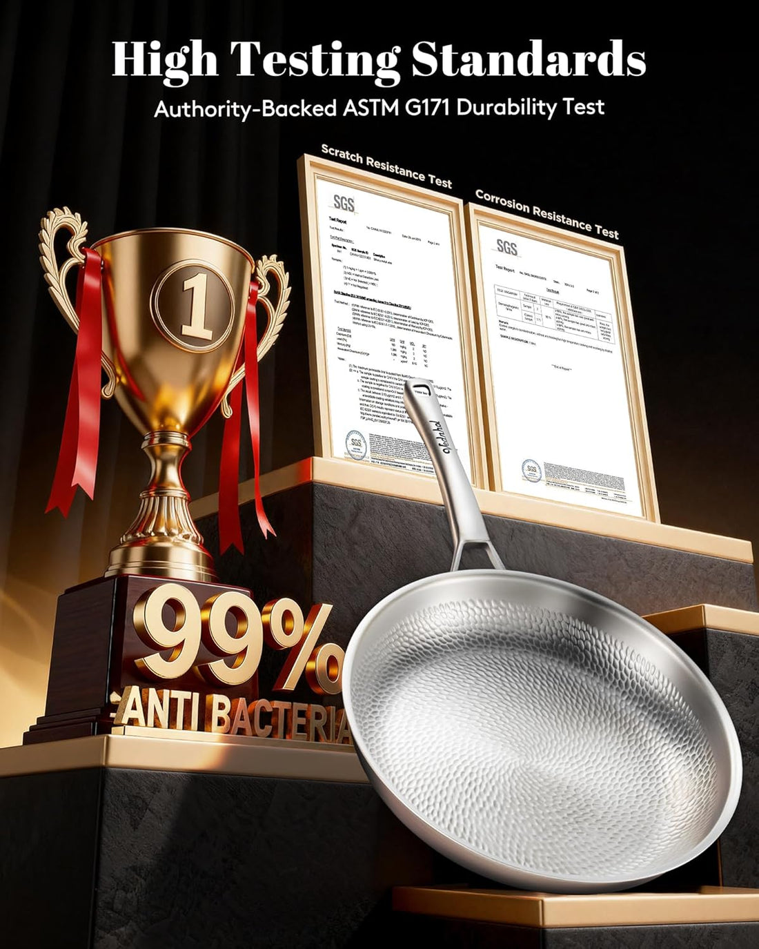 VEDNHOL 12-Inch Titanium Frying Pan with Lid – Non-Toxic Induction Skillet