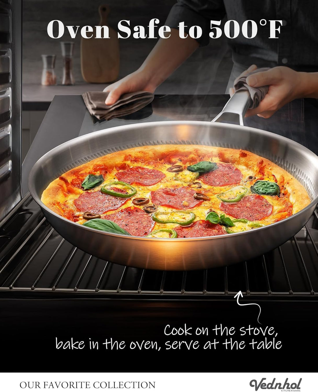 VEDNHOL 12-Inch Titanium Frying Pan with Lid – Non-Toxic Induction Skillet