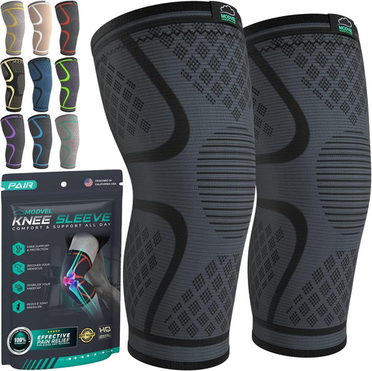 Modvel Compression Knee Brace 2-Pack – Knee Support Sleeves for Sports & Pain Relief