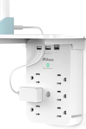 Wall Outlet Extender with Surge Protector – 6 AC Outlets with USB & USB-C Charging Ports