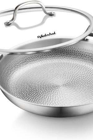 VEDNHOL 12-Inch Titanium Frying Pan with Lid – Non-Toxic Induction Skillet